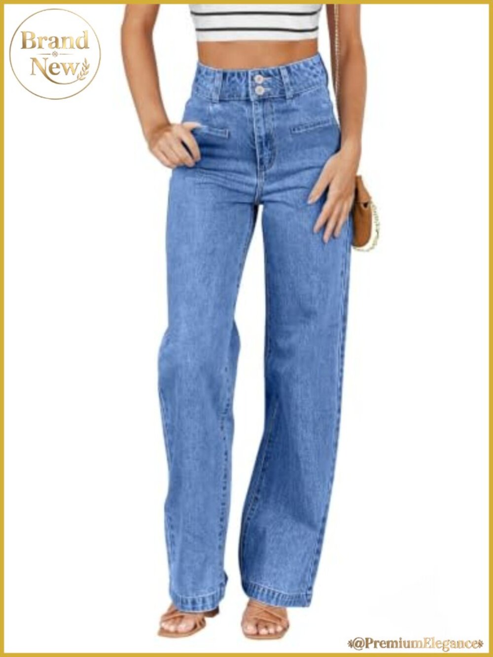 High Waisted Straight Leg Jeans for Women Stretchy Denim Pants